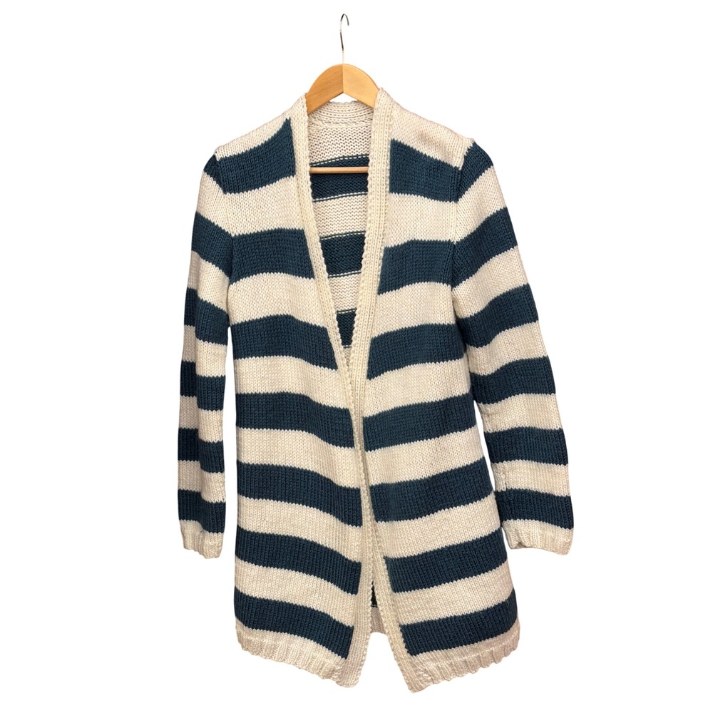 Vintage Handmade Striped Cardigan Nautical Coastal Grandma Preppy Cozycore